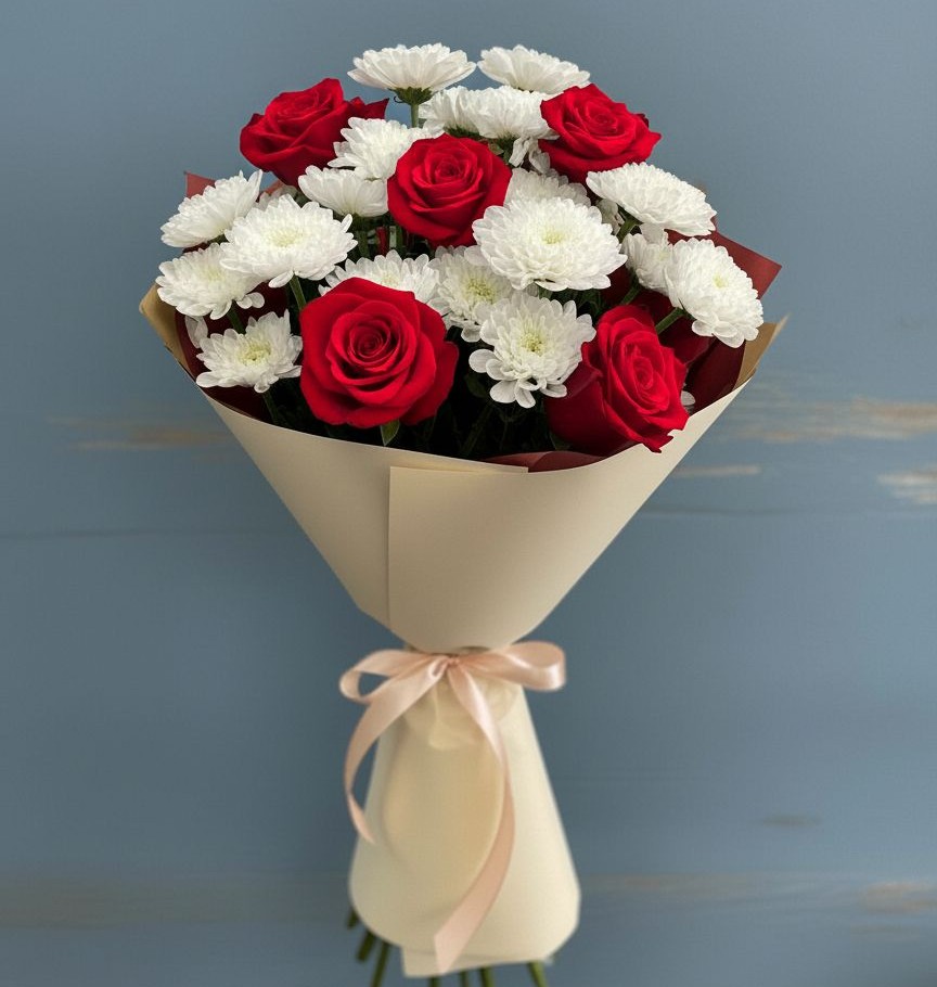 Букет цветов из: Розы и Хризантемы в Кубе