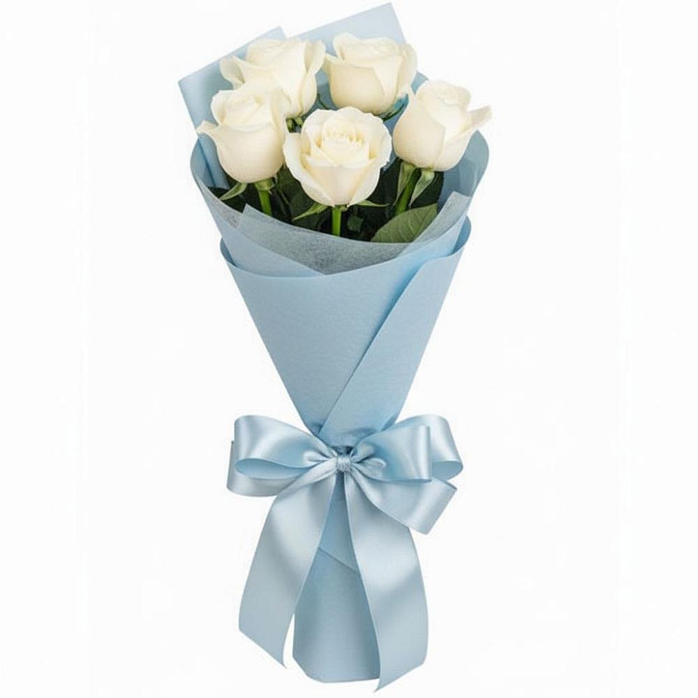 Букет 5 Белых роз Проуд в Кубе
