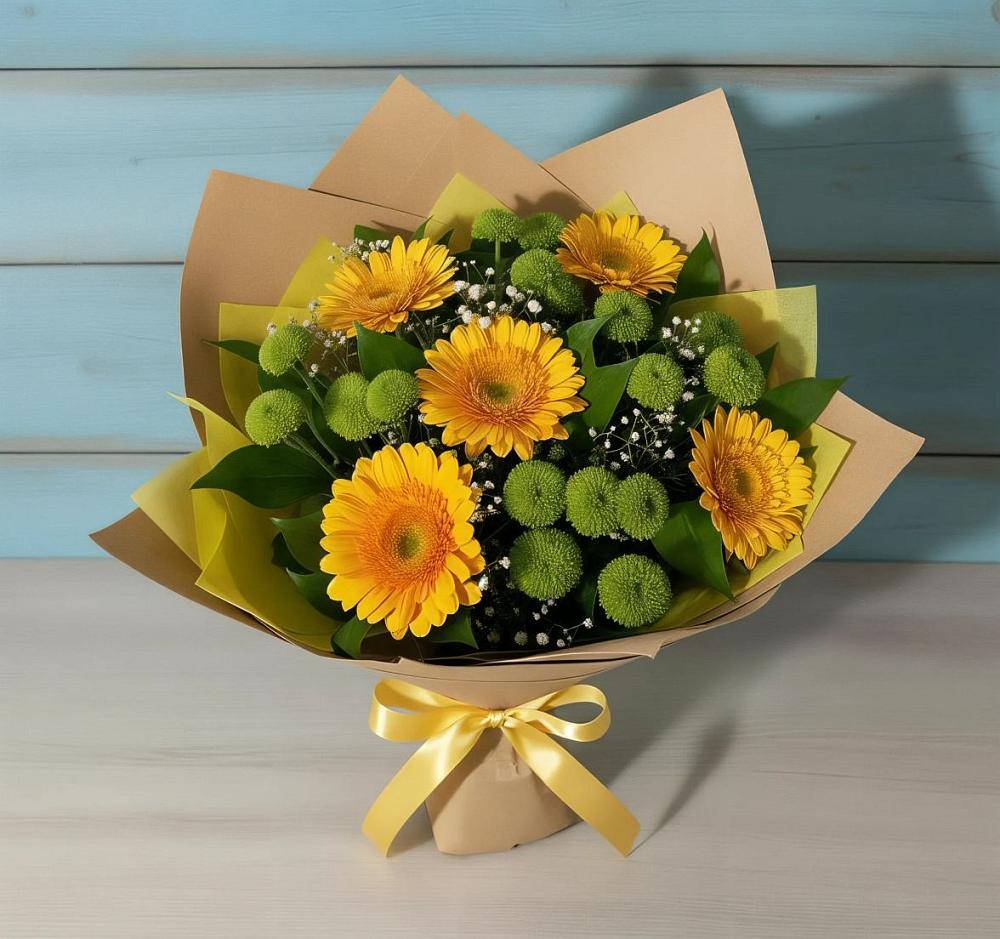 Букет цветов из: Герберы и Хризантемы в Кубе