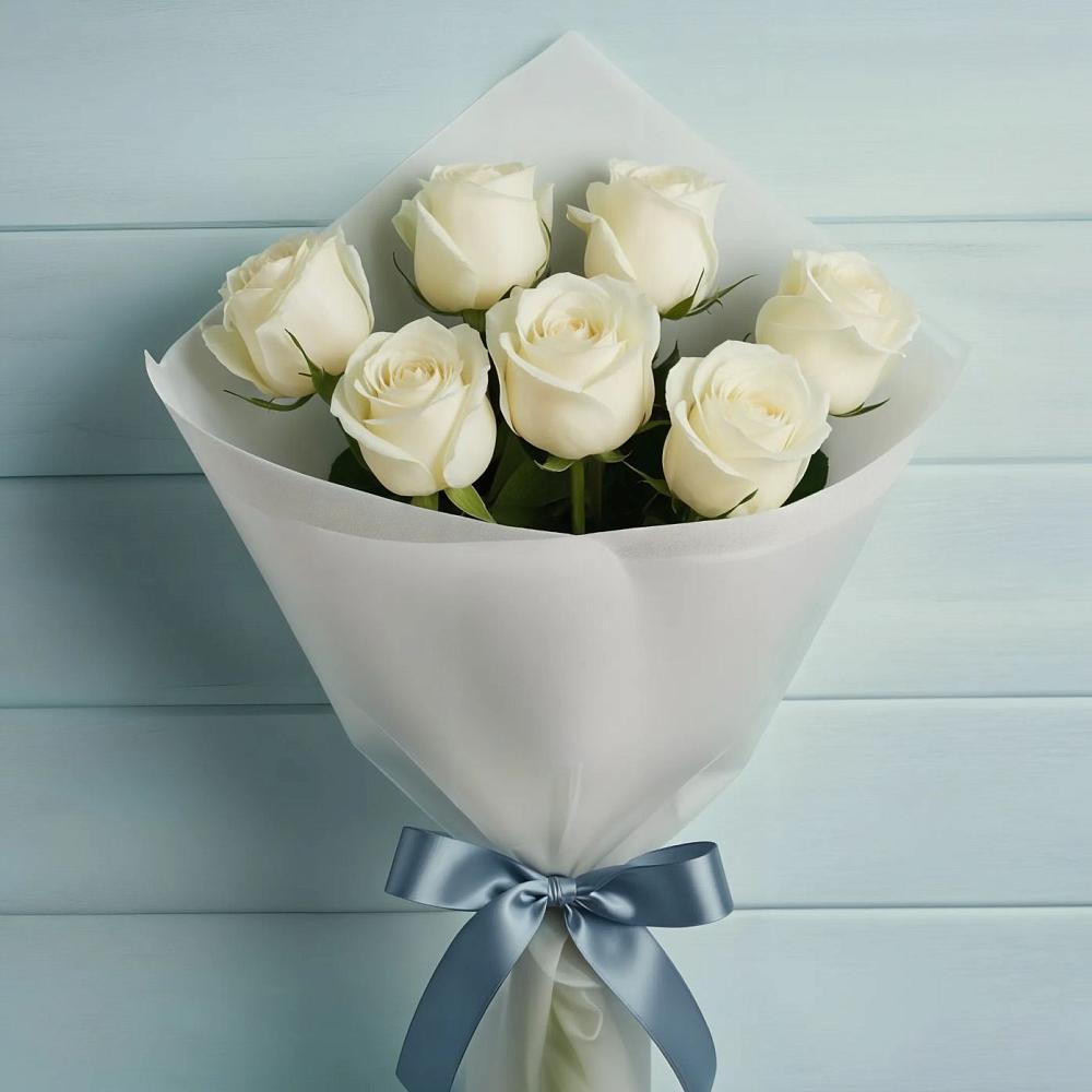 Букет 7 Белых роз Эдлесс Лав в Кубе